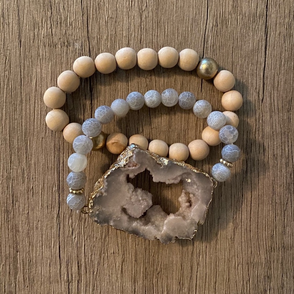 Pinta Druzy Bracelet Set - White Howlite